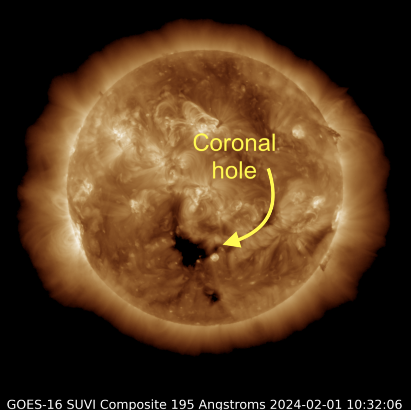 A bronze color circle shows the sun with a dark spot in the south.